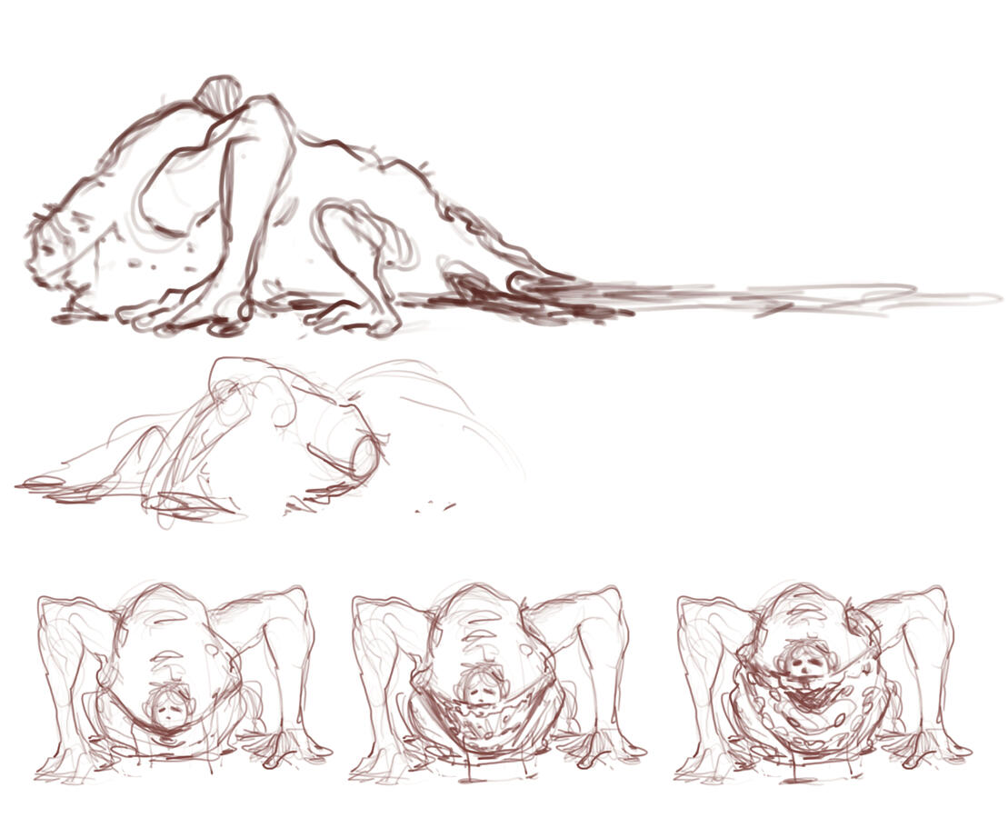 "The monster of the Labirinth" initial sketches and studies